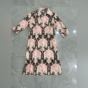 J. McLaughlin women’s brown/ pink paisley sheath dress size 6. Cotton